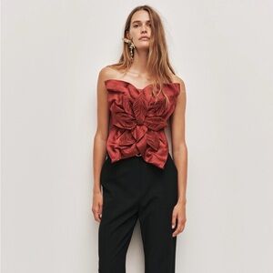 Elegant Red Strapless Top